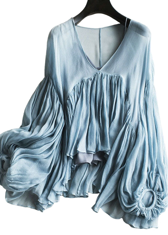 Kvinders Chiffon Skjorte med Lanterneærmer 0