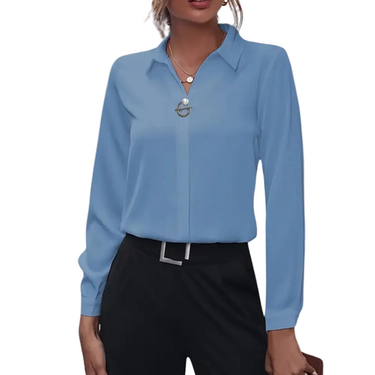 Kvinders Chiffonbluse med Klassisk Krave 0