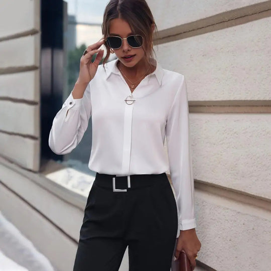 Kvinders Chiffonbluse med Klassisk Krave 1
