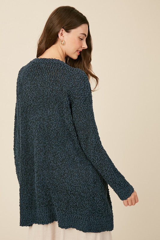 Kvinders Chunky Strikket Åben Cardigan i Grøn 2