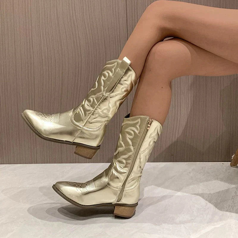 Kvinders Cowboystøvler Metallisk Design 4