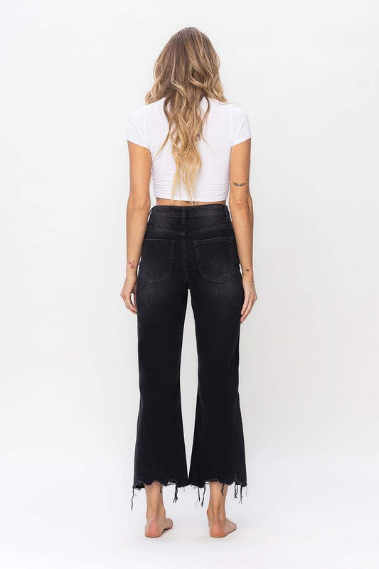 Kvinders Crop Flare Jeans Vintage 90'er Stil 100% Bomuld 4