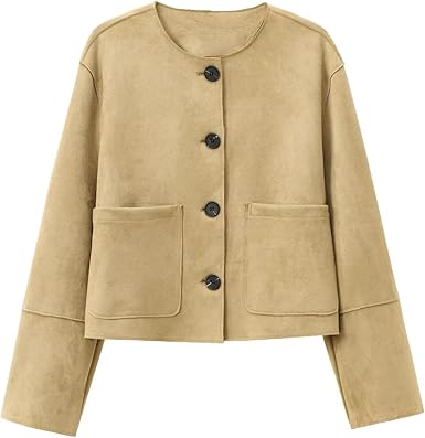 Kvinders Cropped Blazer Jakke med Lange Ærmer 0