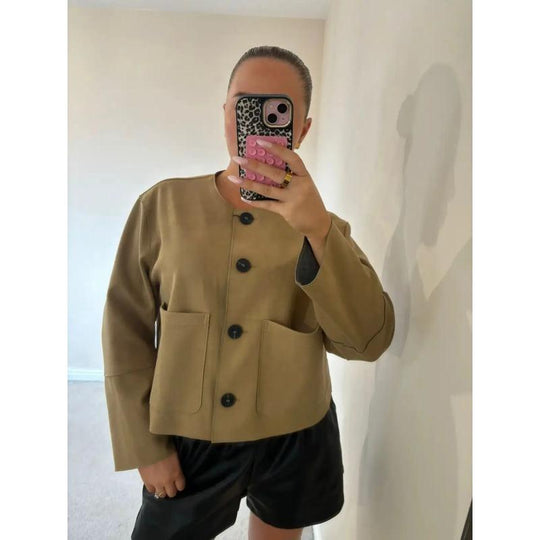 Kvinders Cropped Blazer Jakke med Lange Ærmer 3