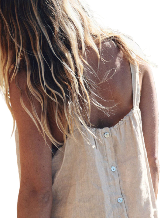 Kvinders Cropped Top Retro Design i Linned 0