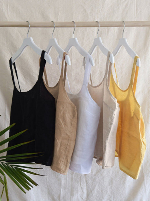 Kvinders Cropped Top Retro Design i Linned 9