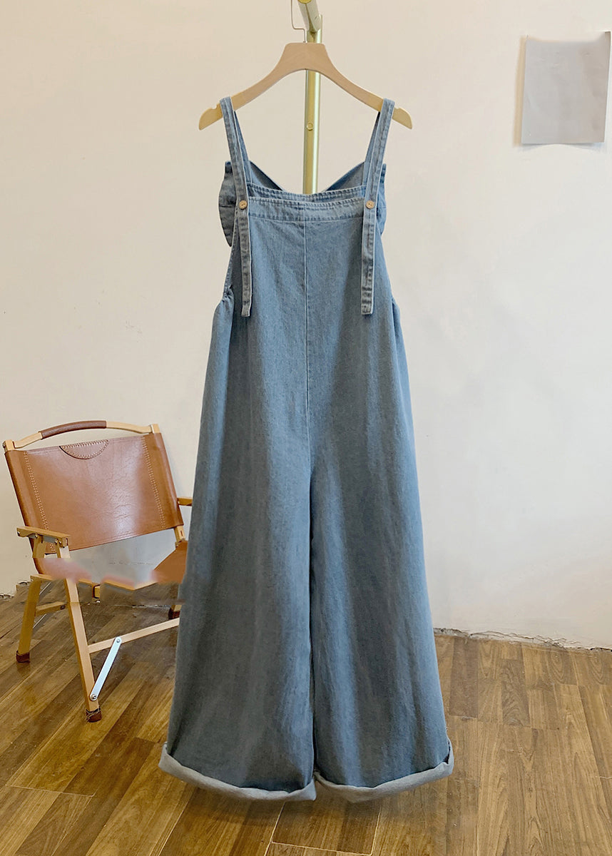 Kvinders Denim Jumpsuit med Sløjfe Detalje 1
