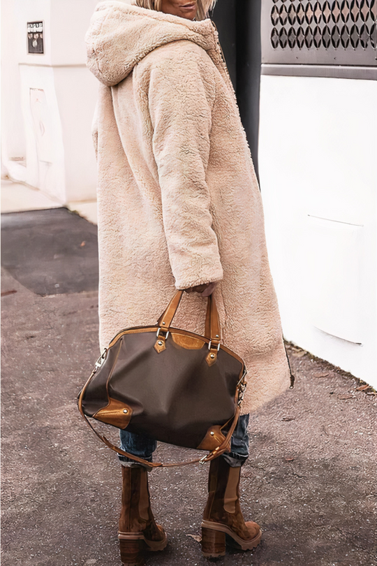 Kvinders Dobbelsidet Parka Med Hætte Lang Model 7