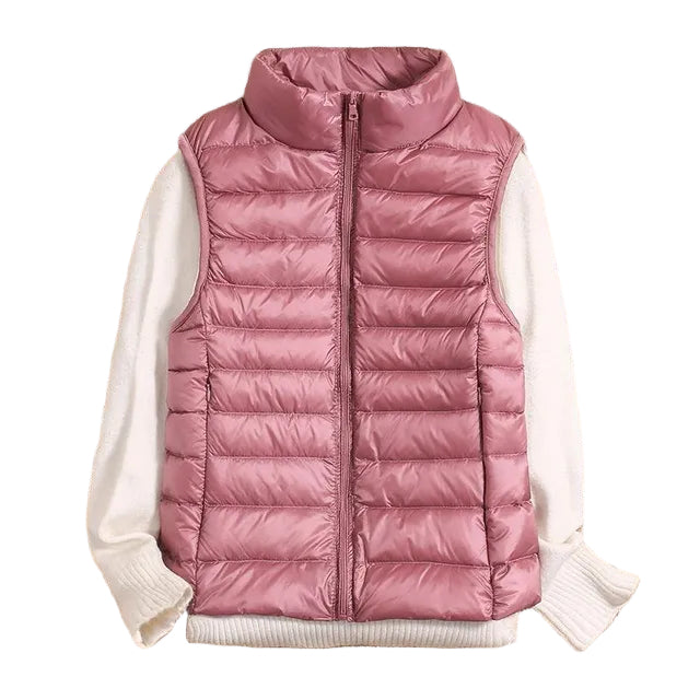 Kvinders Dunvest Letvægts Figursyet Dunjakke 0