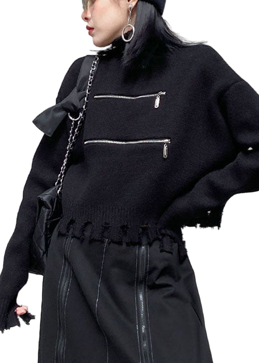 Kvinders Efterårstrøje med Lynlås og Kvast 0