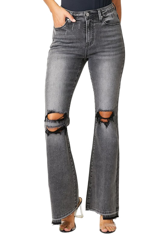 Kvinders Faded Flair Jeans Sort 0