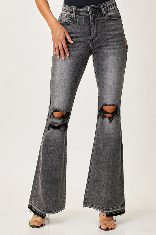 Kvinders Faded Flair Jeans Sort 1