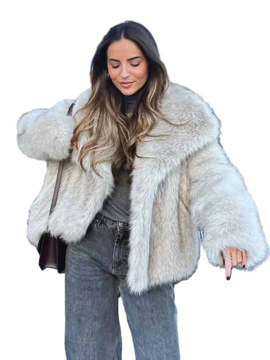 Kvinders Faux Pelsjakke Med Åben Front 0