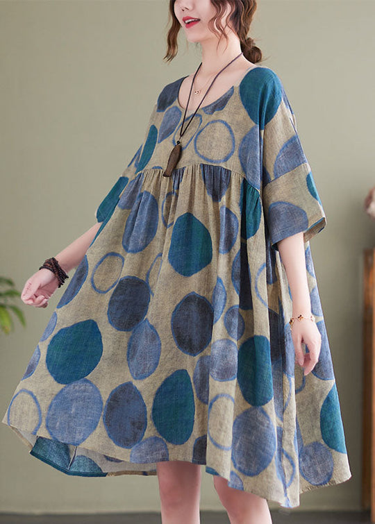 Kvinders Ferie Kjole med O-hals og Kort Ærme 1