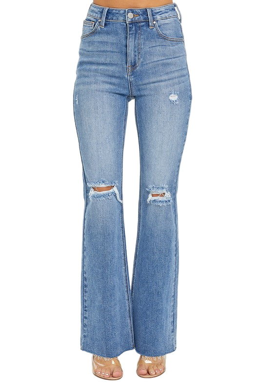 Kvinders Flared Jeans Høj Talje Medium Denim 0