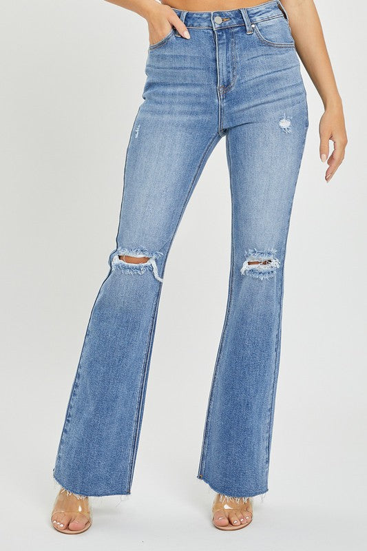 Kvinders Flared Jeans Høj Talje Medium Denim 1