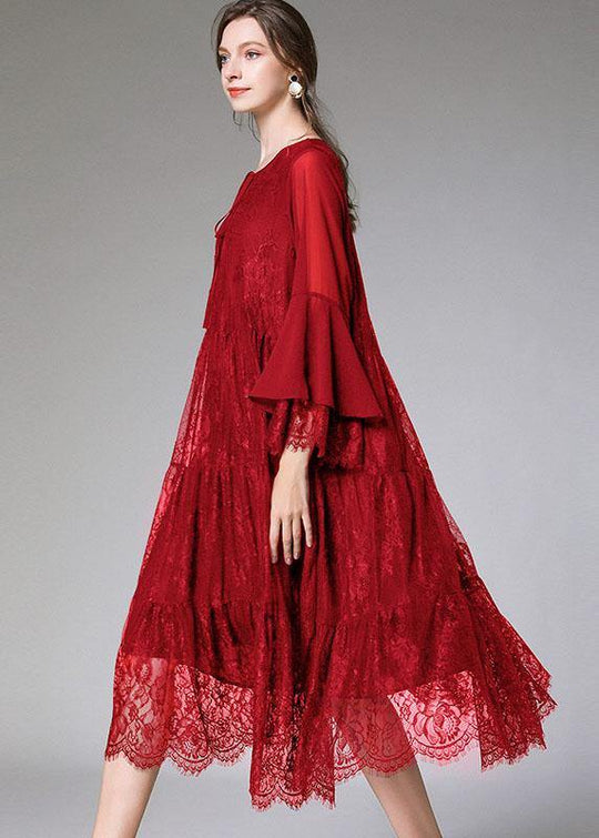 Kvinders Flared Sleeve Kjole med Blonde 2