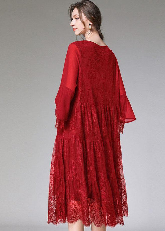 Kvinders Flared Sleeve Kjole med Blonde 3