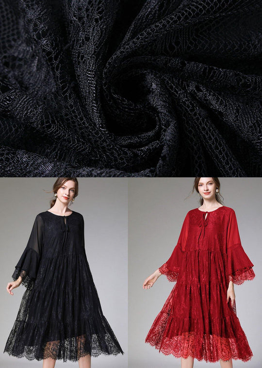 Kvinders Flared Sleeve Kjole med Blonde 4