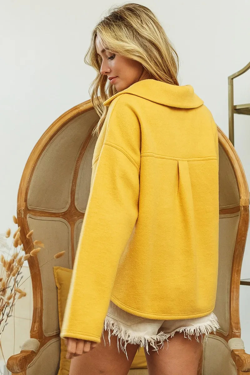 Kvinders Fleece Sweatshirt Med Krave Flap Lommer 3
