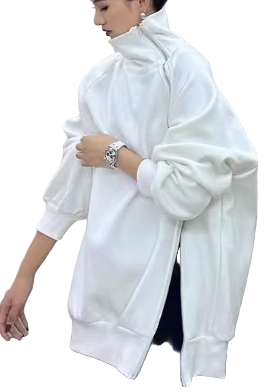 Kvinders Fleece Sweatshirt med Rullekrave og Åben Side 0