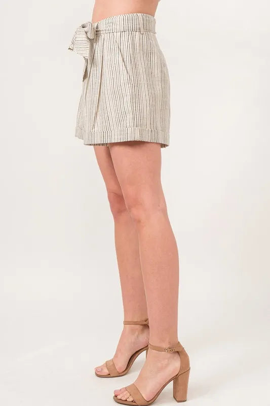 Kvinders Flowy Shorts Stribede Linned Blend 1