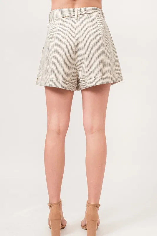 Kvinders Flowy Shorts Stribede Linned Blend 2