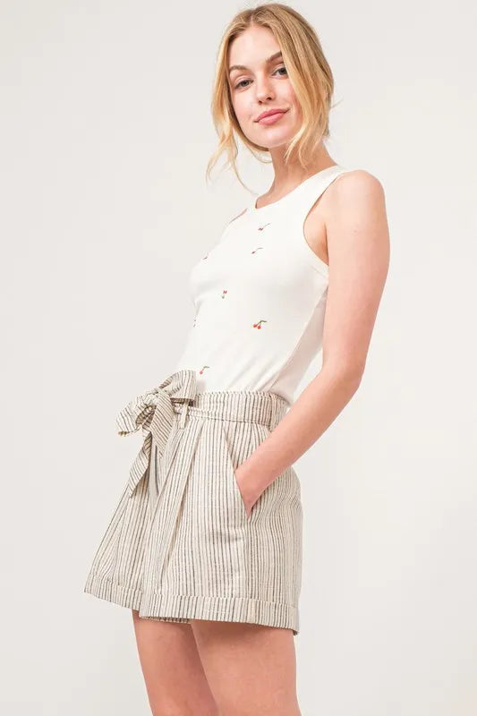 Kvinders Flowy Shorts Stribede Linned Blend 3