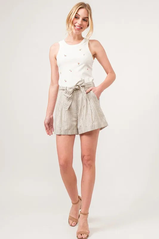 Kvinders Flowy Shorts Stribede Linned Blend 4