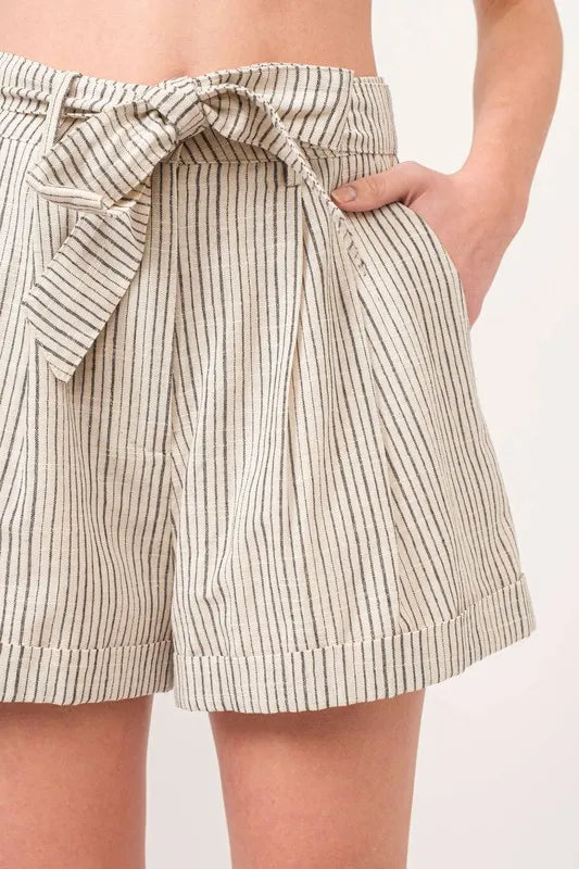 Kvinders Flowy Shorts Stribede Linned Blend 5