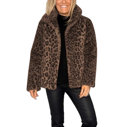 Kvinders Frakke - Oversized Pasform - Notched Krave - Leopard Print 0
