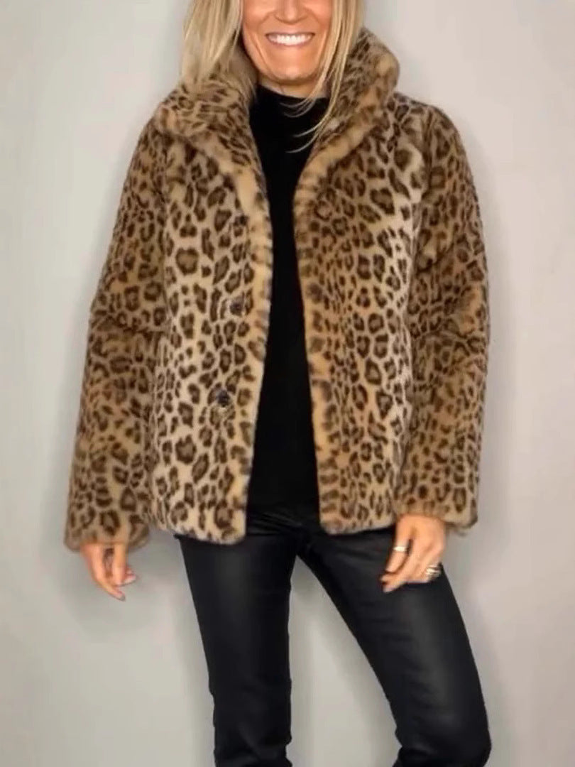 Kvinders Frakke - Oversized Pasform - Notched Krave - Leopard Print 3