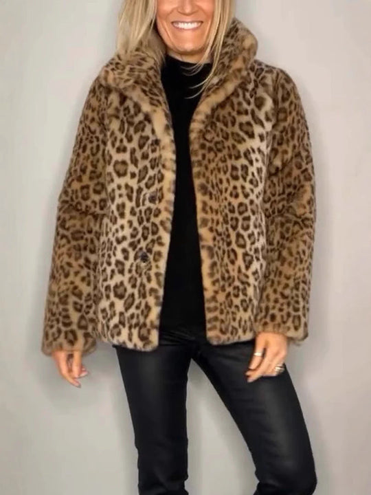 Kvinders Frakke - Oversized Pasform - Notched Krave - Leopard Print 3