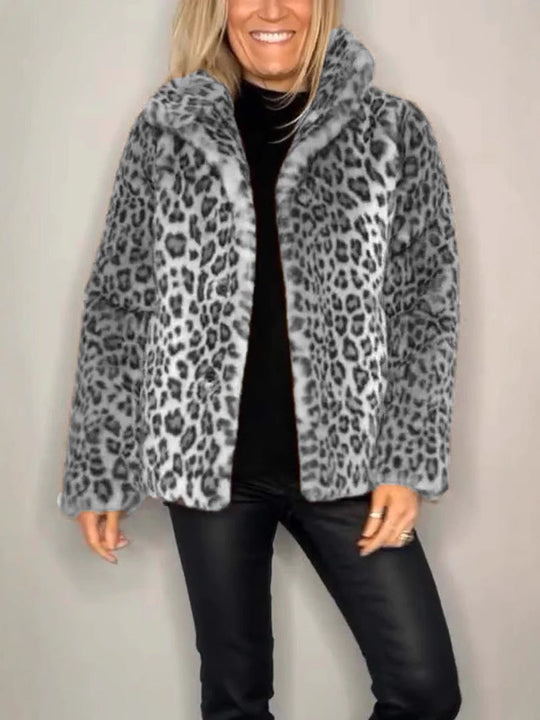 Kvinders Frakke - Oversized Pasform - Notched Krave - Leopard Print 4