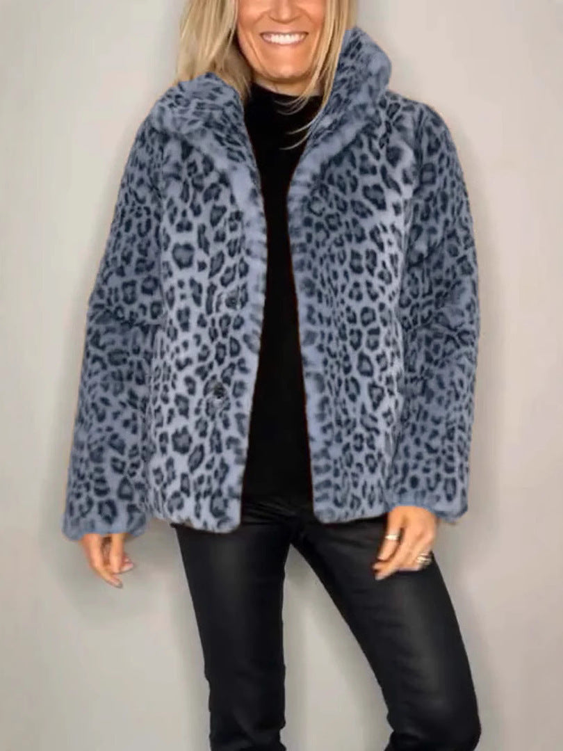 Kvinders Frakke - Oversized Pasform - Notched Krave - Leopard Print 5