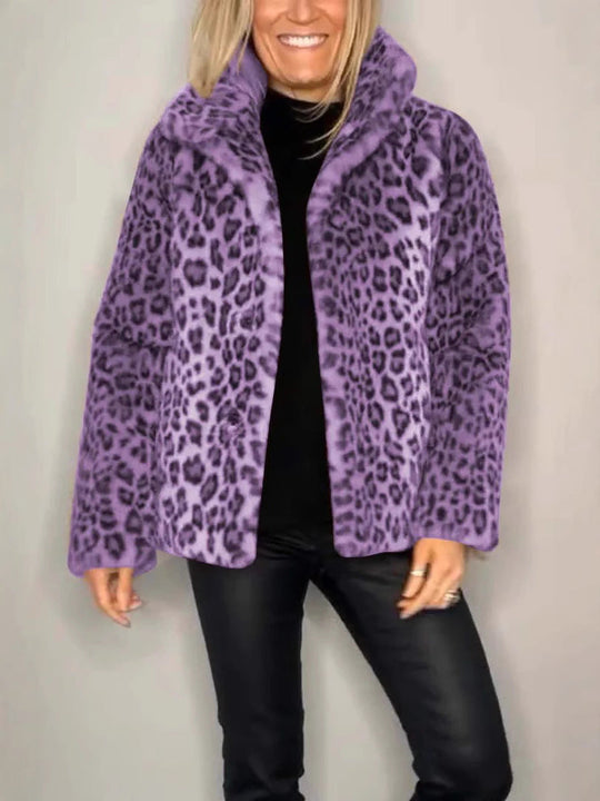 Kvinders Frakke - Oversized Pasform - Notched Krave - Leopard Print 7