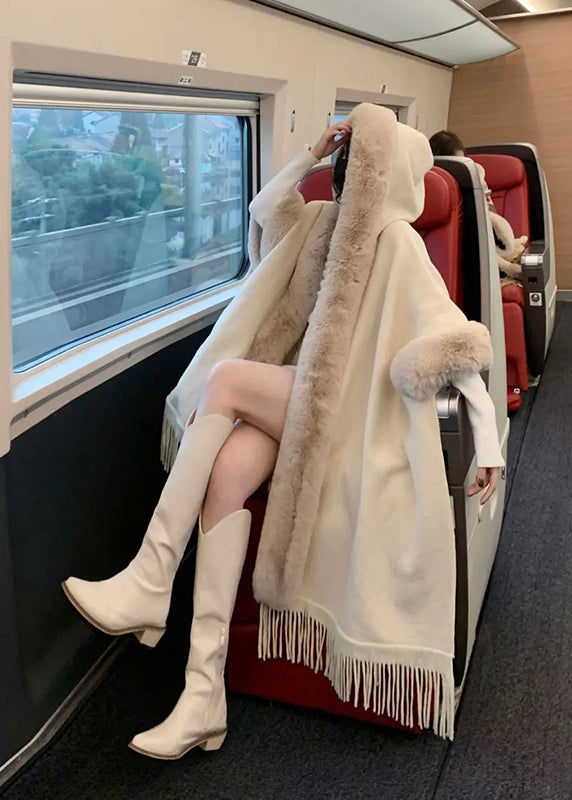 Kvinders Hættefrakke med Pelskrave i Pink 2