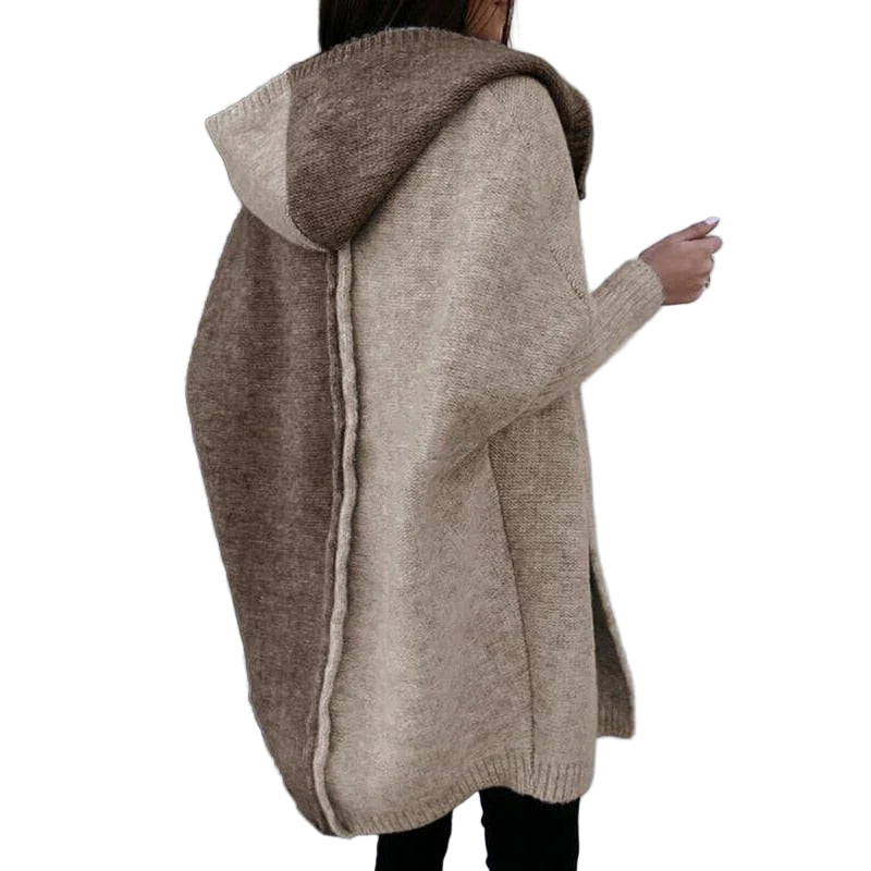 Kvinders Hættetrøje Cardigan Uld Strik Oversized 1