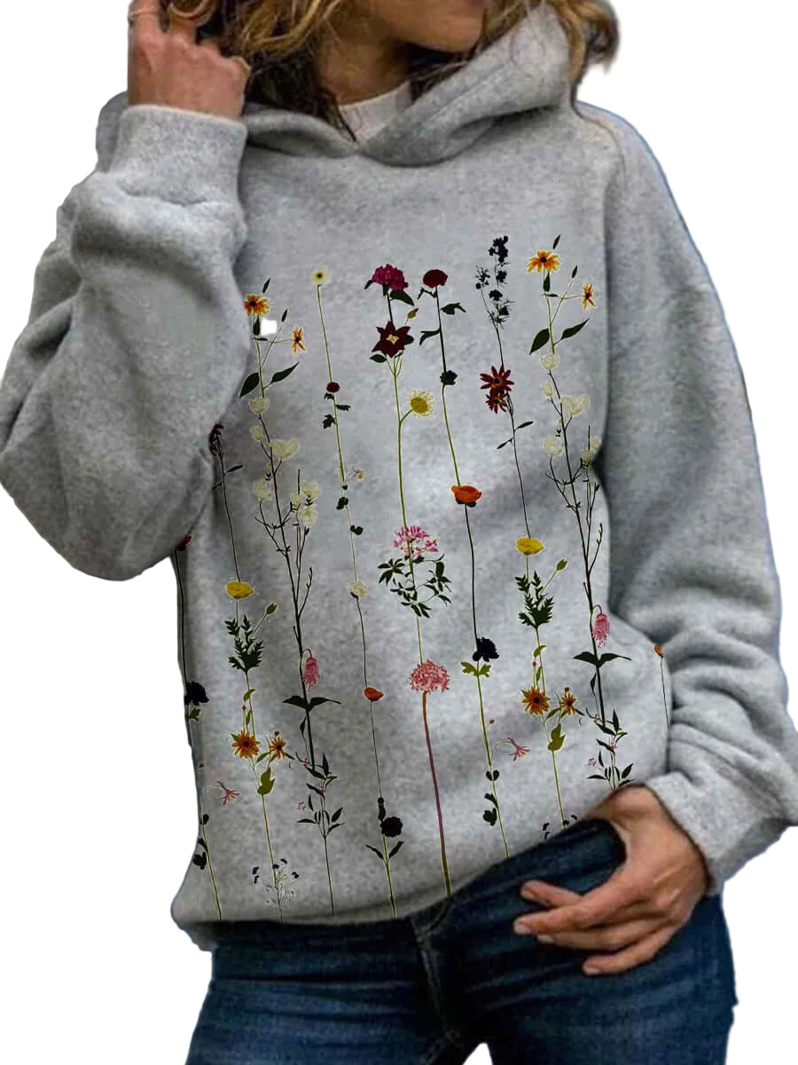 Kvinders Hættetrøje med Blomsterprint 0