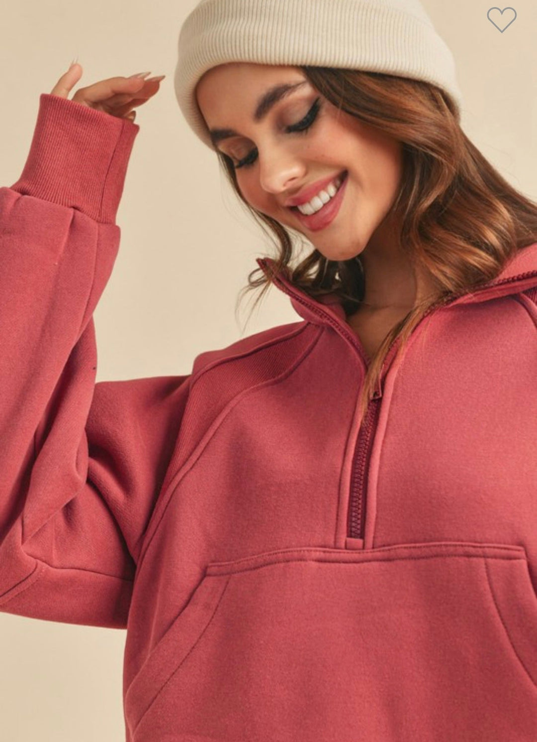 Kvinders Half Zip Top Funnel Neck Blødt Stof 1