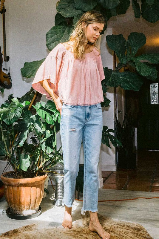 Kvinders Høj Talje Ankel Straight Leg Jeans Denim 1