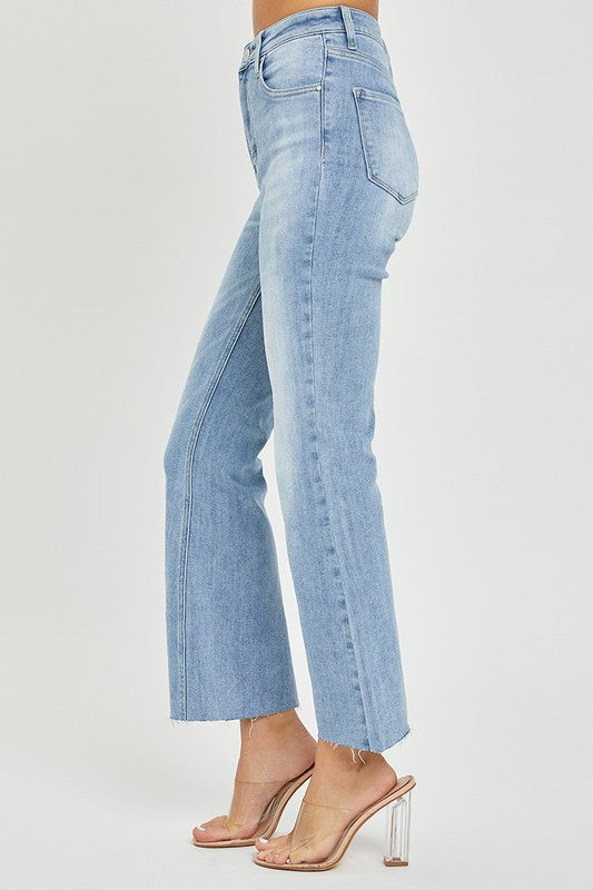 Kvinders Høj Talje Crop Flare Jeans Lys Denim 3