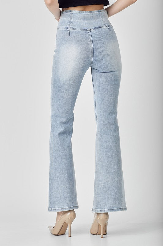 Kvinders Høj Talje Flared Jeans Denim 3