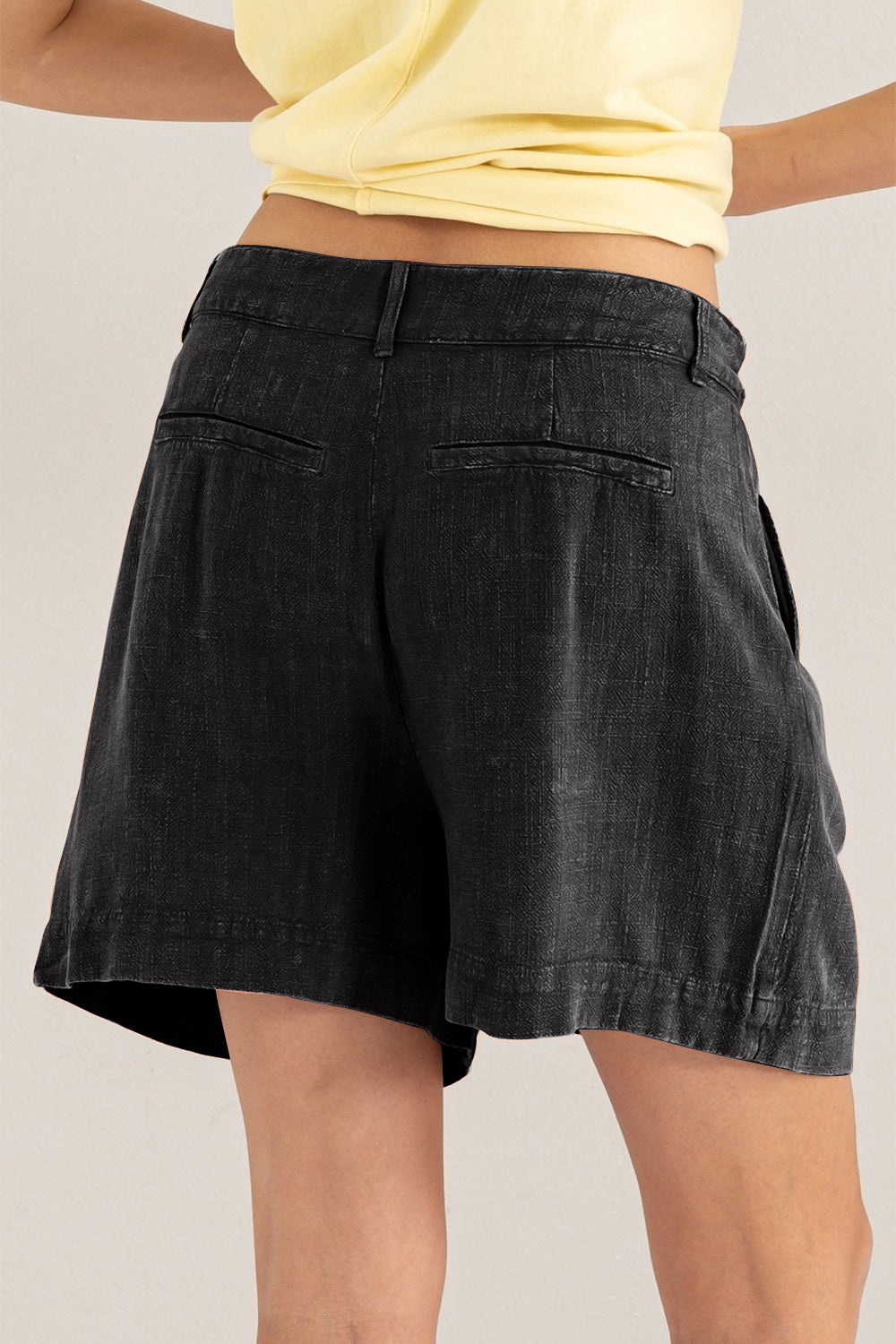 Kvinders Høj Talje Plisserede Linned Shorts 1