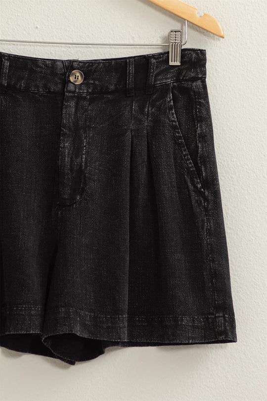 Kvinders Høj Talje Plisserede Linned Shorts 4