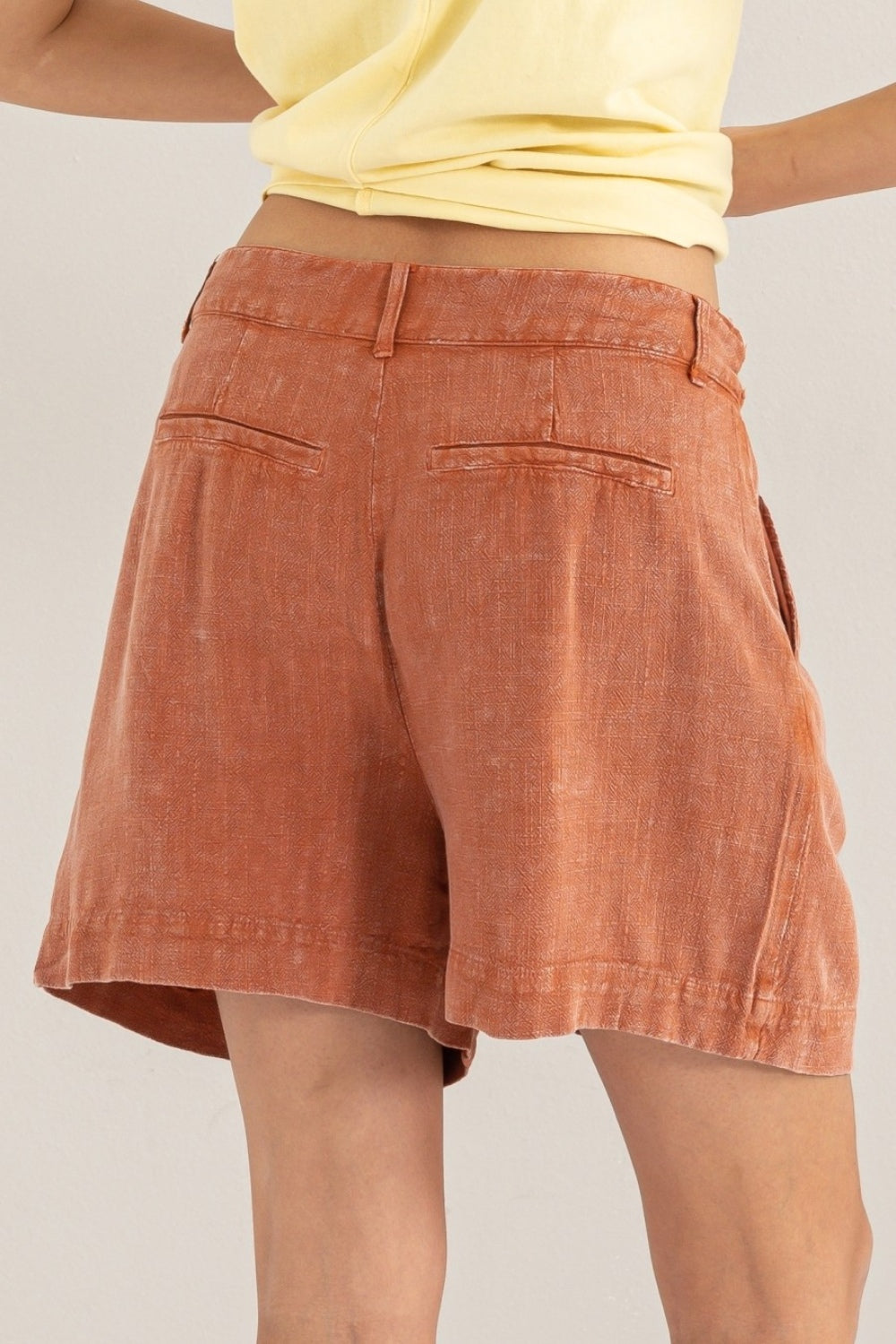 Kvinders Høj Talje Plisserede Shorts Linned Rayon 1