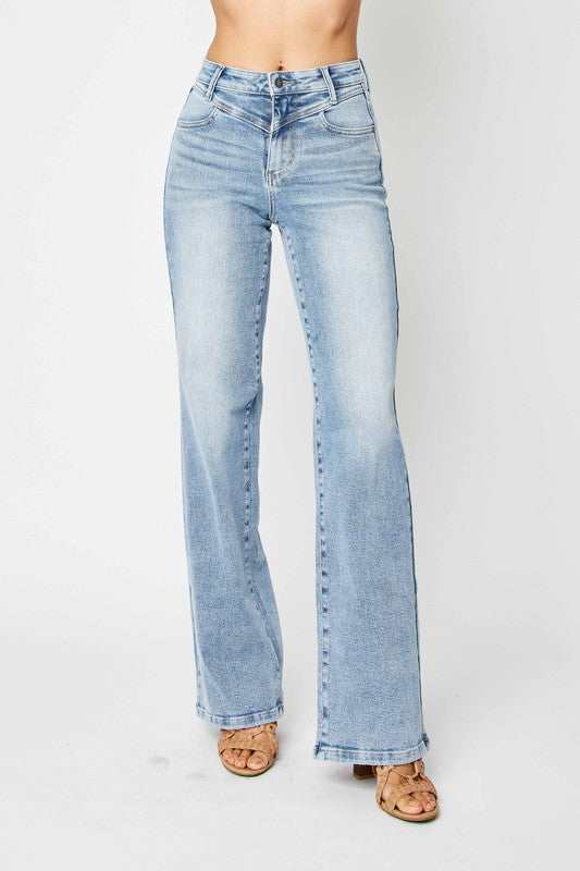 Kvinders Høj Talje Retro Jeans Medium Denim 1