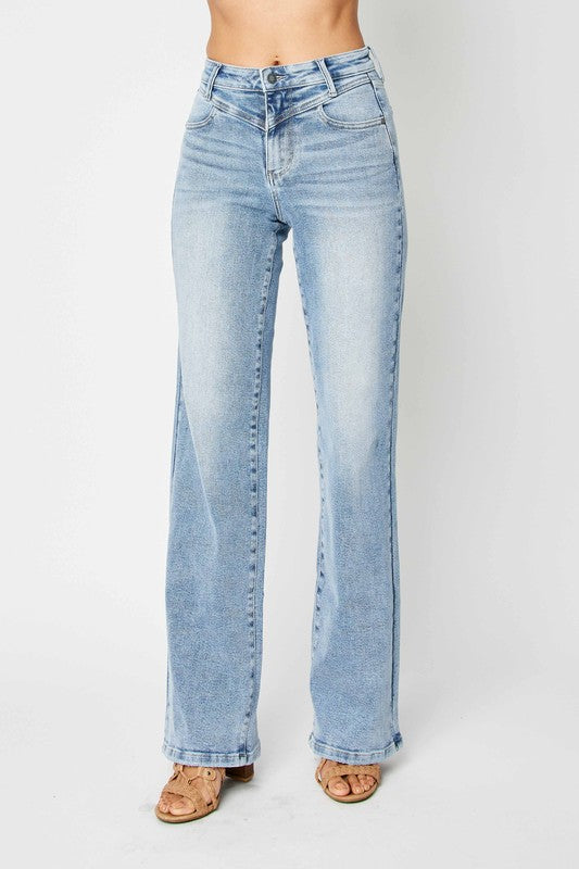 Kvinders Høj Talje Retro Jeans Medium Denim 2