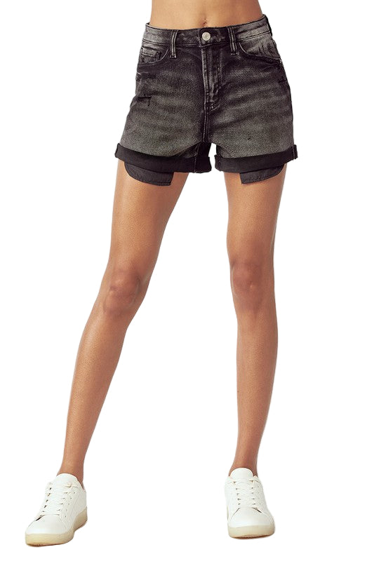 Kvinders Høj Talje Rullede Shorts 0