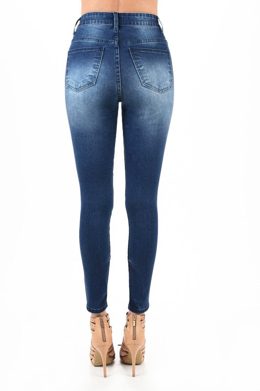 Kvinders Høj Talje Skinny Jeans Moto Denim 3